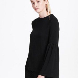 Calvin Klein Bell Sleeve Top Black Womens Sz Medium